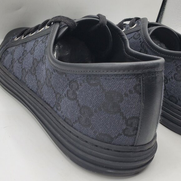 AUTHENTIC GUCCI MENS ORIGINAL GG LOW TOP CANVAS with LEATHER SNEAKERS - Picture 12 of 14